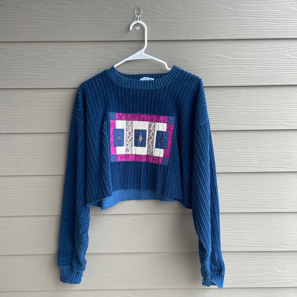 DIY cropped thrifted sweater